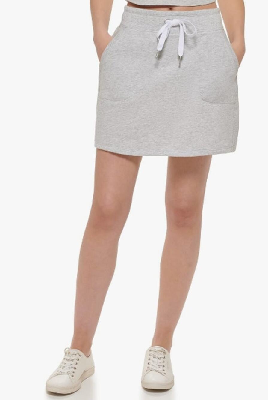 CALVIN KLEIN PERFORMANCE Womens Terry Skirt XL Grey Pull-On Cotton Blend NWT